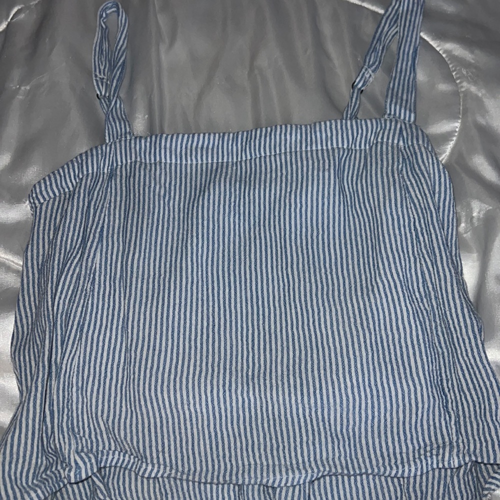 Blue and white striped tank top